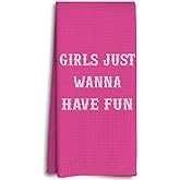 Dwept Hot Pink Kitchen Towels, Pink Girls just Wanna Have Fun Hand Towels, Pink Preppy Trendy Bathroom Decor, Western Cowgirls Dish Towels Tea Towels for Kitchen, Gifts for Cowgirl Women Girls, Small