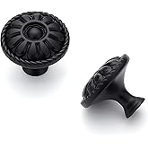 HOME EDIT 10 Pack 1-1/5 Inch Kitchen Cabinet Knobs Rustic Matte Black Drawer Handles for Cabinets, Dressers, Cupboards, Bathr