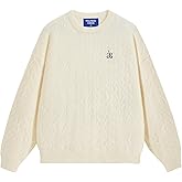 Aelfric Eden Womens Long Sleeve Cable Knit Sweater 2025 Fall Fashion Oversized Crewneck Pullover Loose Outfits