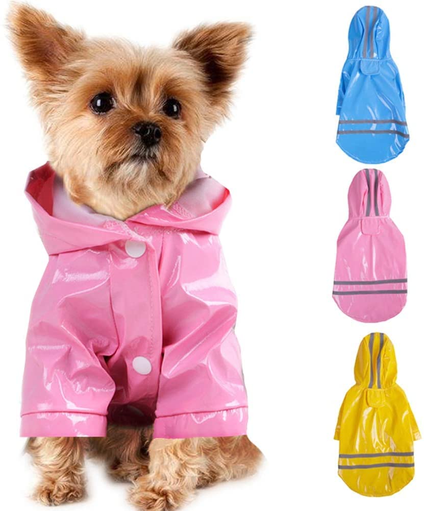 Outdoor Puppy Pet Rain Coat with Hood Waterproof Jackets PU Reflective Raincoat for Dogs Cats Apparel Clothes
