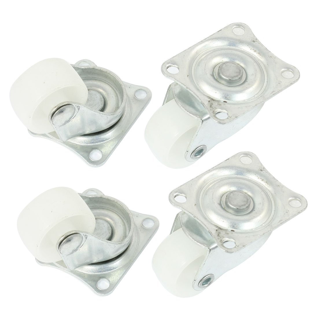 uxcell Swivel Caster Wheels 1" Polyurethane with 360 Degree Top Plate for Furniture Carts Workbench, White, Pack of 4