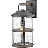 Hinkley Lakehouse Medium Wall Mount Lantern, Estate Series, 1-Light, Aluminium, Clear Seedy Glass Light, Aged Zinc with Drift