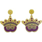 Mardi Gras Dangle Earrings Lightweight Resin Carnival Theme Mask Lips Hat Boots Modelling Earrings Vintage Acrylic MARDI GRAS Earrings for Women Girls Holiday Jewelry Gifts