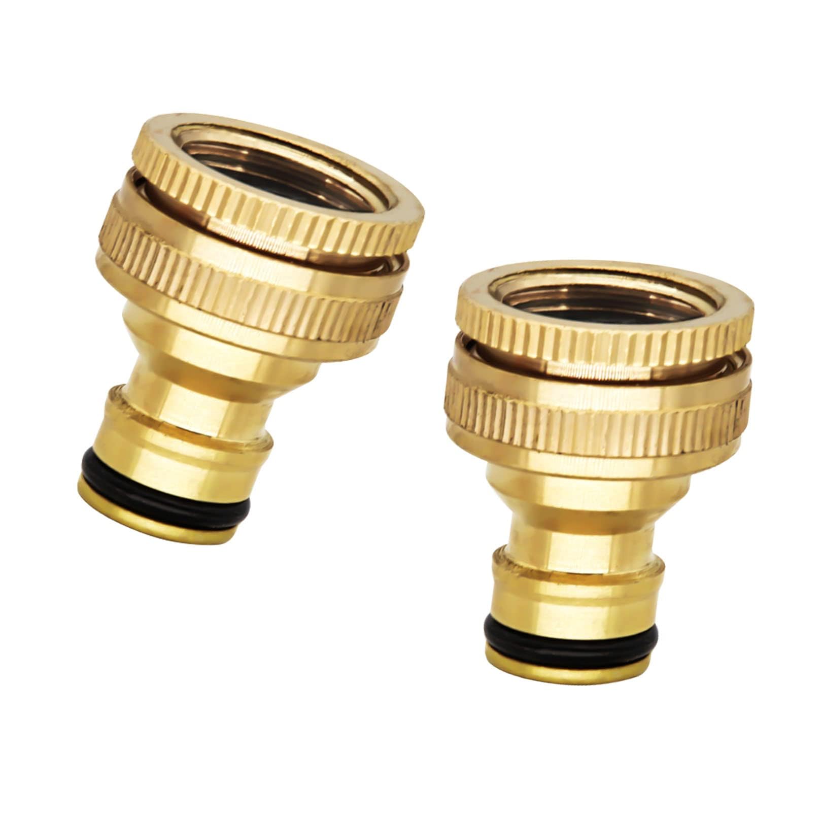 2 Pcs Hose Pipe Connector Tap Hose Connectors and Fittings Brass Adapter Hosepipe Faucet Metal Attachments Threaded Adaptor Connection Female Parts Thread for Kitchen Outside Outdoor Garden Indoor