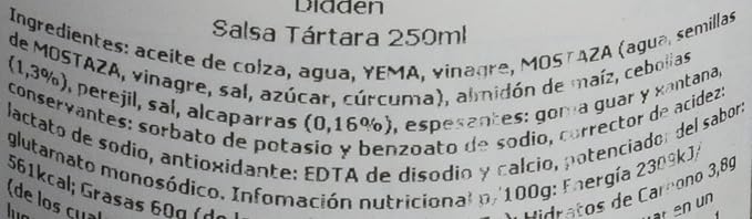 Didden Salsa Tártara - Paquete de 6 x 250 ml - Total: 1500 ml ...