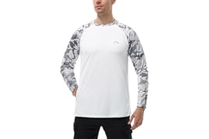 FISHEAL Men's Performance Fishing Hoodie Shirt - UPF 50+ Camo Long Sleeve Thumbholes Shirts with Mesh Face Mask