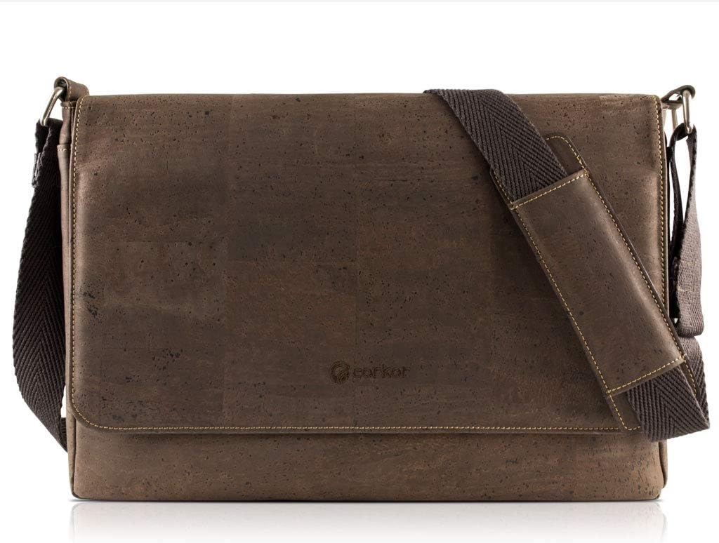 Corkor Cork Briefcase for Men โ Office Bag - Faux Leather โ Natural Cork โ Environment Friendly - Black