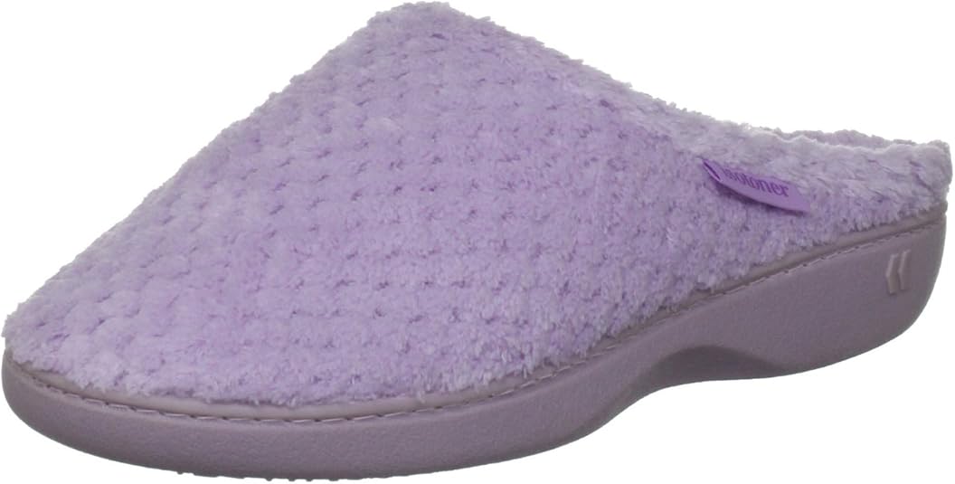 Isotoner Ladies Popcorn Terry Mule Slippers Lilac UK Size 7 Amazon.co