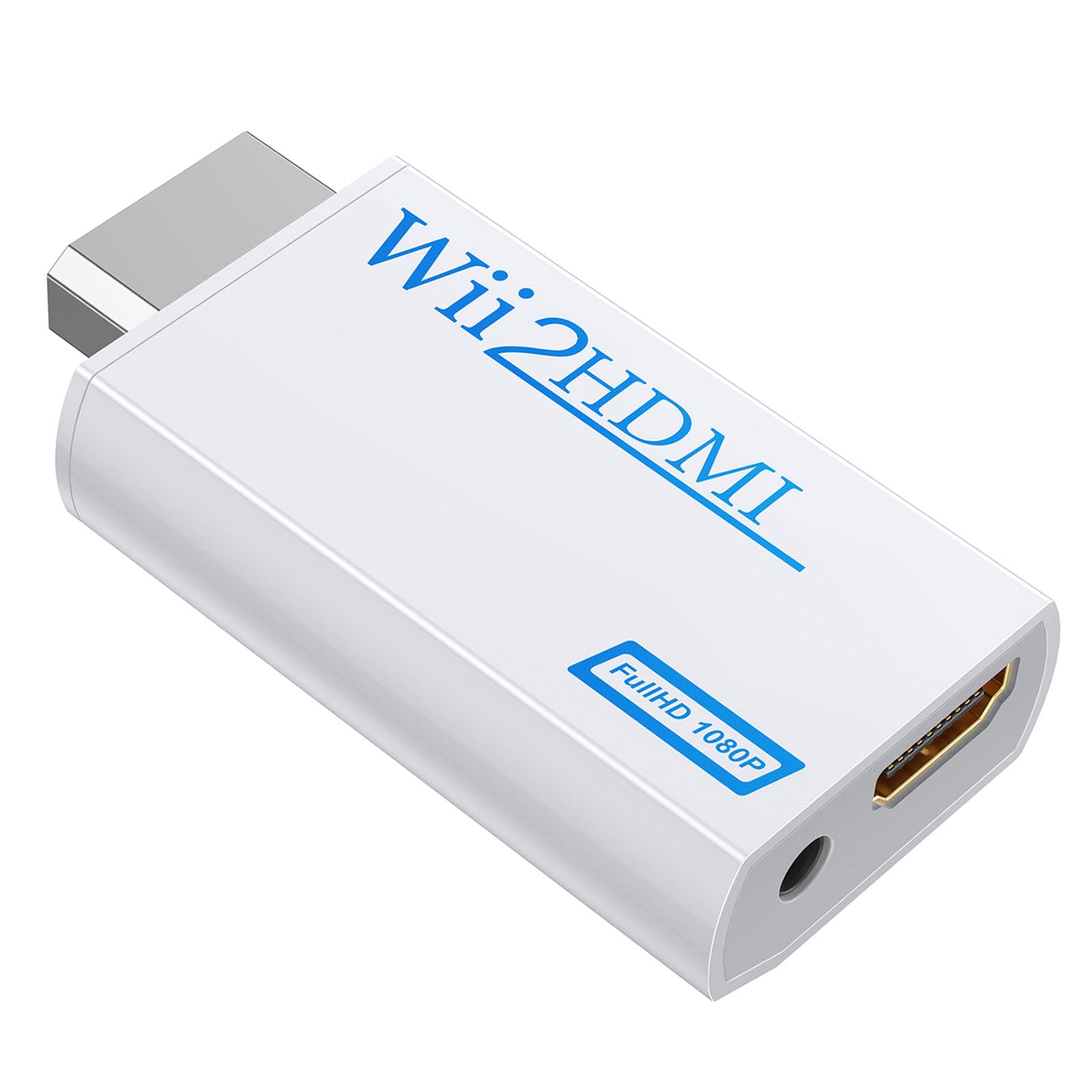 GANA Wii to HDMI Adapter, 1080p Wii to HDMI Converter with HD Video Output and 3.5mm Audio Cable, Supports All Wii Display Modes (Wii to HDMI White)