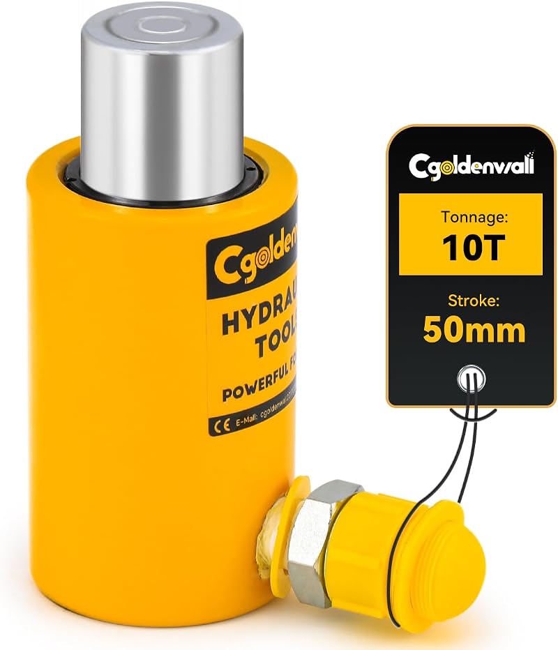 CGOLDENWALL 10T Hydraulic Cylinder Ram 50mm Stroke 104mm Height for Bridges