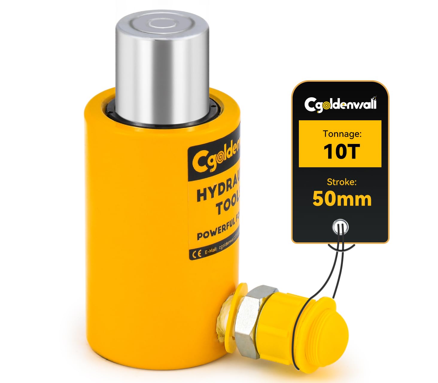 CGOLDENWALL Hydraulic Cylinder Ram 10T, Stroke 50mm, Body Height 104mm, Effective Area 15.89cm², for Bridges/Building/Machinery Industries (RSC-10T)