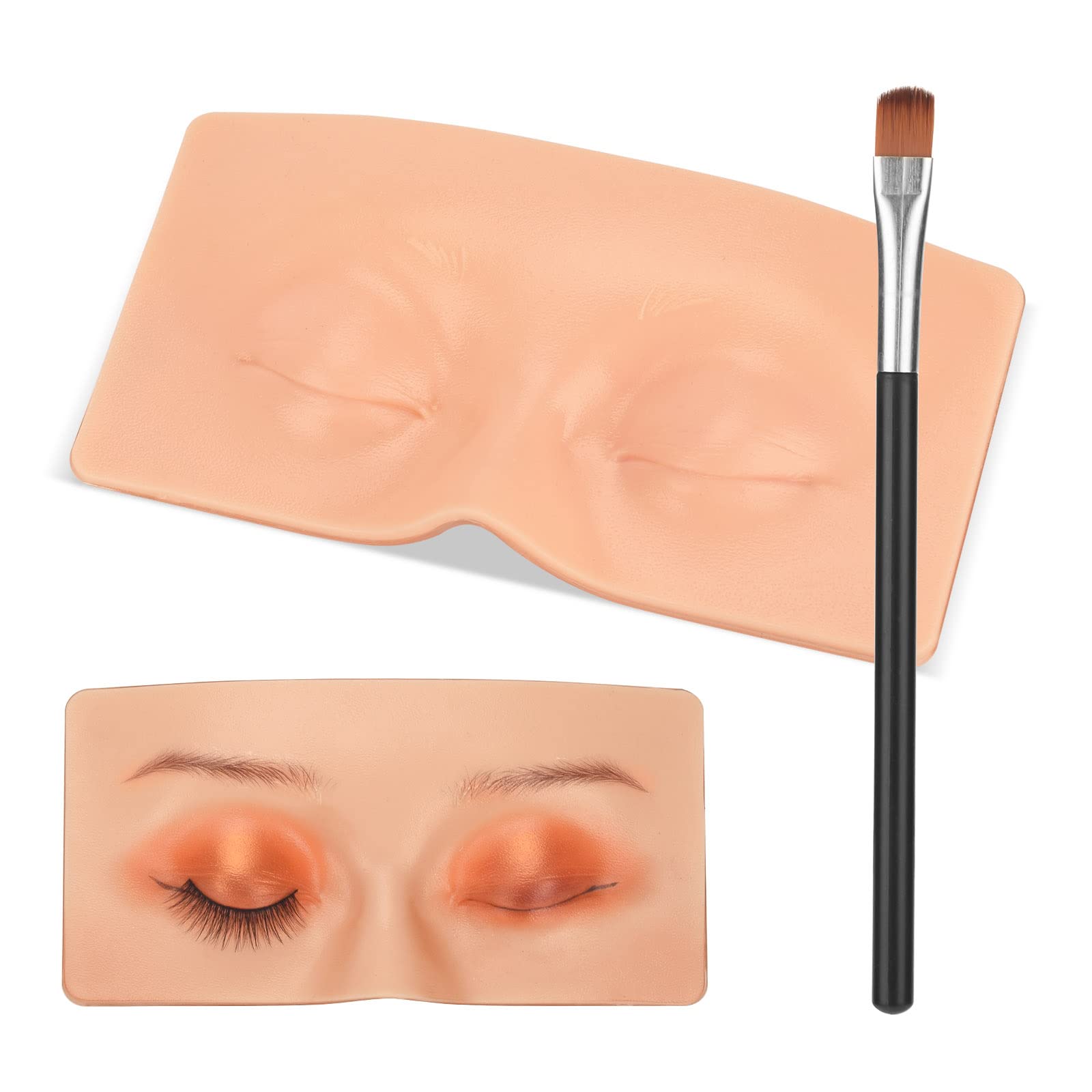 BAMTTOO Makeup Practice Face Silicone Makeup Practice Board Face Eyes Permanent Cosmetic Makeup Training for Makeup Artists and Beginners with Makeup Brushes (Style 2)