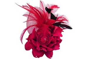 OIDIMS Elegant Flower Brooch for Women Feather Wedding Party Dance Banquet Pins Hairpins for Lady Floral Hat Lapel Dress Suit Ceremony Accessories Corsage Brooches Vintage CZ Jewelry Gifts Favors