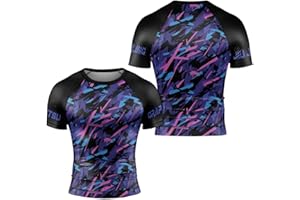 AUREIKA Camo Short Sleeve Rash Guard Men - MMA Training Base Layer for Jiu Jitsu Grappling & Martial Arts