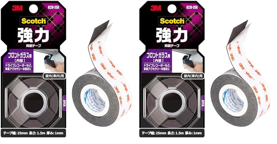 3M スコッチ 強力両面テープ フロントガラス用 黒 25mm×1.5m KCW-25R (× 2)商品画像