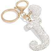 INFUPNET Initial Keychain for Women Bling Letter Key chain Initial with Heart White Keychain Charms for Backpack Handbag