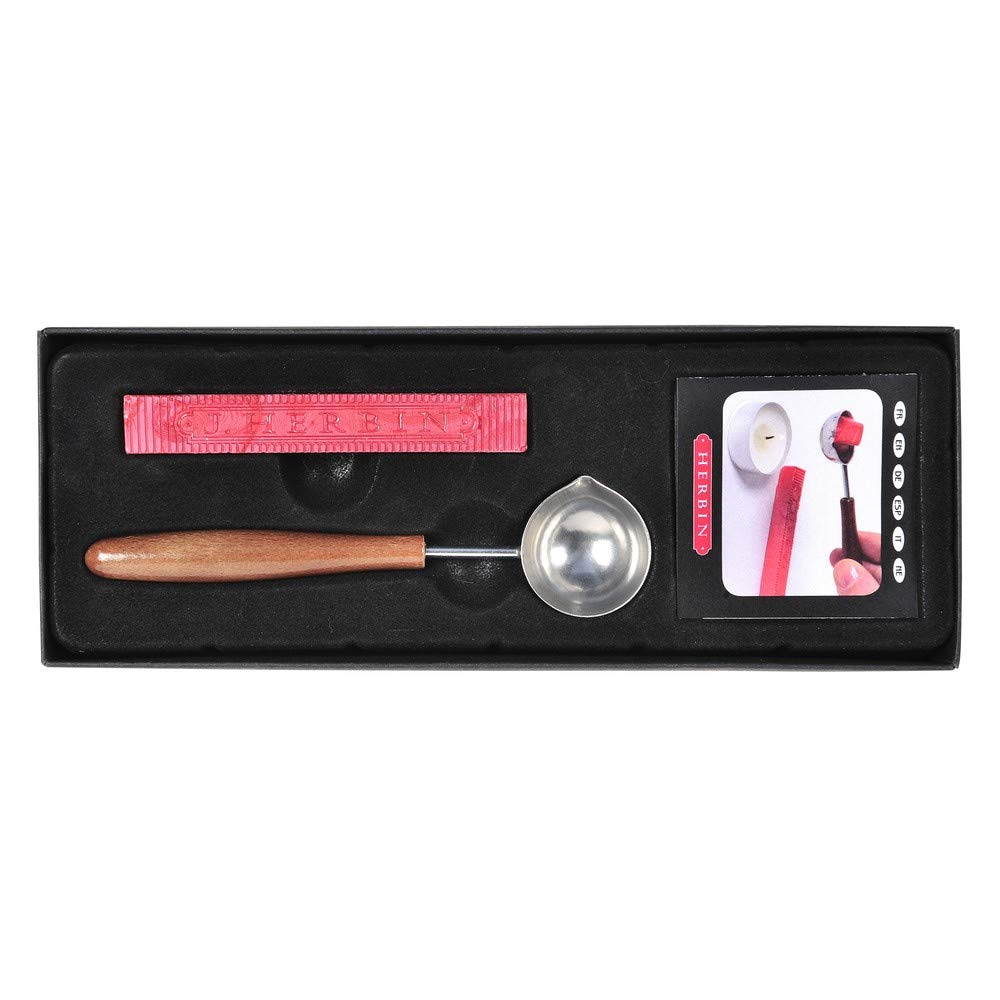 Herbin 46100T - Traditional box including a wax spoon, a stick of red pearly wax and instructions