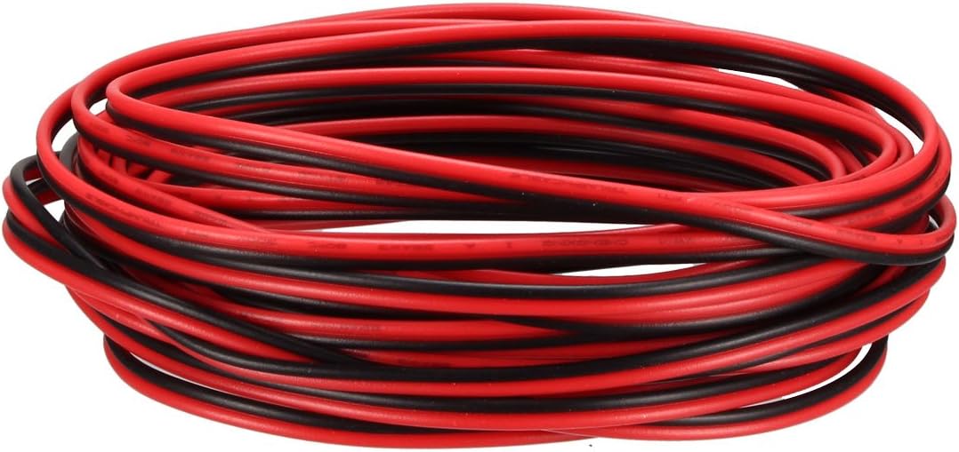 sourcing map Red Black Wire 2pin Extension Cable Cord 26 AWG Parallel Wire Tin Plated Copper 5M Length for LED Strip Light