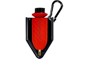 Skinny Golf Magnetic Scrub Brush | The Ultimate Bag Accessory | Scrub Brush & Brass Tip Groove Cleaner | Clip to Belt