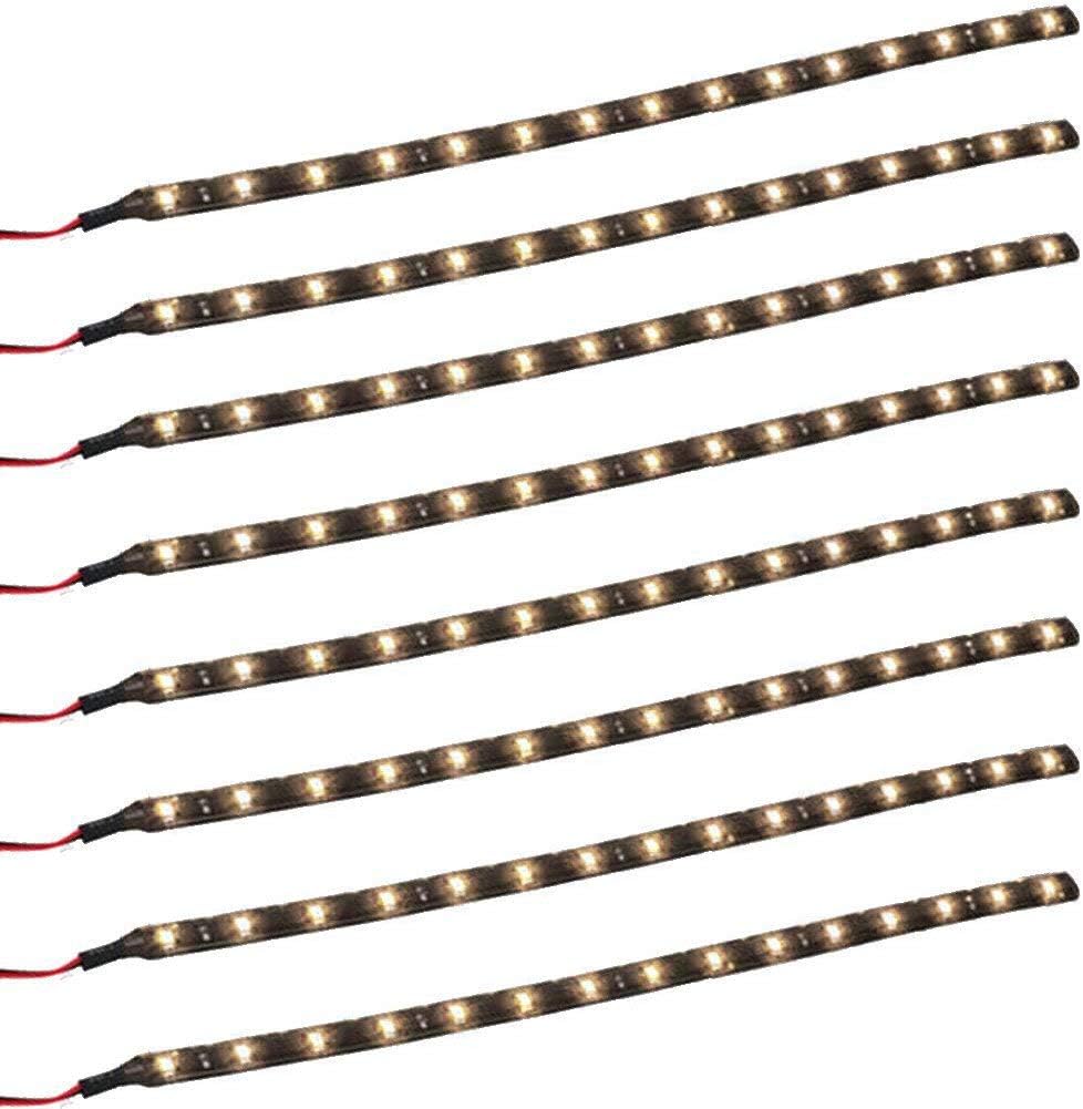 XT AUTO 8pcs 12V Super Bright 30cm 15 LED Flexible Waterproof LED Strip Light for Car Interior & Exterior Decoration DRL Day Running Light Or Boat Bus Garden