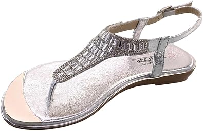 silver thong wedge sandals