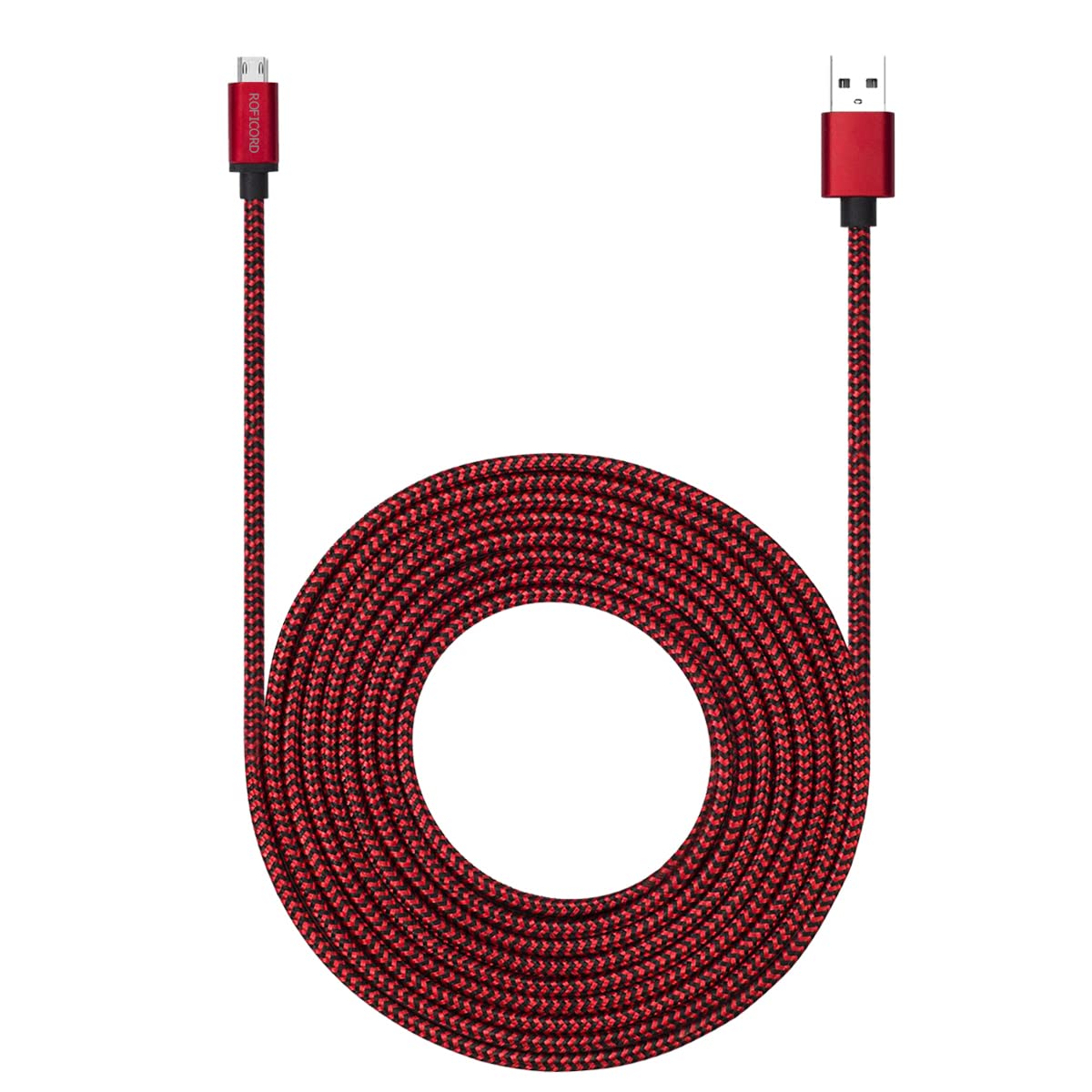 ROFICORD Micro USB Cable 15ft with 3A Fast Charging, 4,6M Extra Long and Extremely Durable Nylon Braided Charger Cord for Galaxy S7/S6/J8/J7 Note 5,Kindle,LG,PS4,Camera,Xbox One and More (Red)