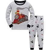 Akyzic Boys Planet Pajamas Sets 100% Cotton Pjs Toddler 2 Piece Long Sleeve Sleepwear Kids Clothes Sets Dinosaur Shirts