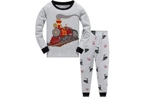 Akyzic Boys Planet Pajamas Sets 100% Cotton Pjs Toddler 2 Piece Long Sleeve Sleepwear Kids Clothes Sets Dinosaur Shirts