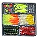 bouti1583 Fishing Lures Bait Tackle Set 10Pcs Small Jig Head with 35Pcs Soft Lure Baits