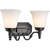 Aspen Creative 62021-1, Two-Light Metal Bathroom Vanity Wall Light Fixture, 15 1/2" Wide, Transitional Design in Oil Rubbed B