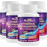 RimTuku Liposomal Astaxanthin Supplement Complex 9-in-1 with Ashwagandha, Lycopene, Zeaxanthin, Antioxidant Supplement Support Eye, Skin & Joint Health, 240 Capsules