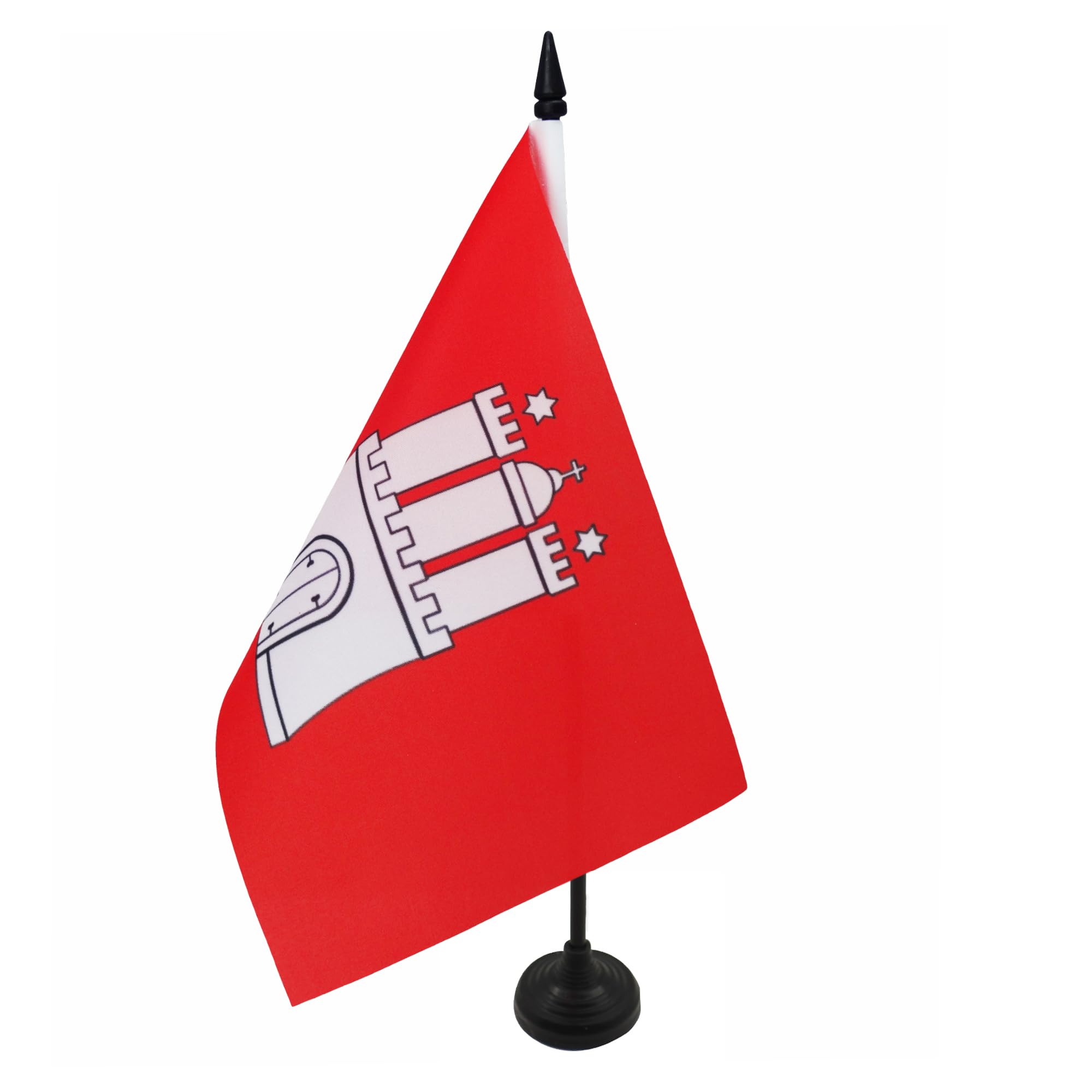 AZ FLAG Hamburg Table Flag 5'' x 8'' - German region of Hamburg Office Decoration 100% Polyester 21 x 14 cm - Mini Desk Flag with Pole and Black Plastic Base