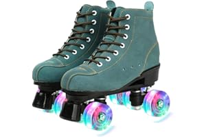 XUDREZ Cowhide Roller Skates for Women and Men High-Top Shoes Double-Row Design,Adjustable Classic Premium Roller Skates