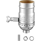 Mylvrek Full Range Dimmer Lamp Socket Replacement E26 Lamp Socket with Knob | Nickel Dimmer Lamp Socket for Incandescent Bulbs, Dimmable LED, Vintage Light Socket Replacement for DIY &amp; Repair