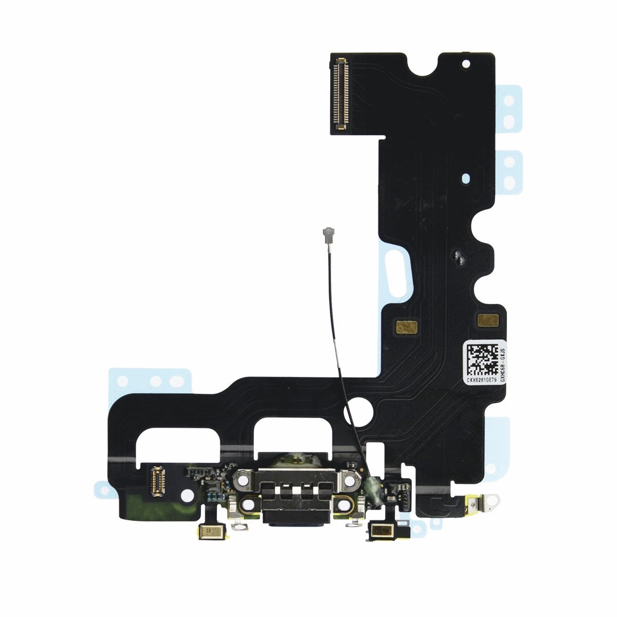 OnlyTech - Charging Connector for iPhone 7 Black Flex Cable with USB Dock, Microphone and GSM Antenna