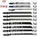 20 Pcs T-Shank Assorted Jigsaw Blades Set with Storage Case, Made with HCS Jig Saw Blades Fits Most T Shank Jig Saw, Blades optimized for cutting Metal, Wood, PVC, and Plastic primary