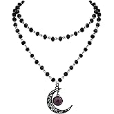 Sacina Layered Black Crescent Moon Choker, Moon Necklace, Black Bead Necklace, Gothic Necklace, Emo Necklace, Gothic Jewelry, Christmas Jewelry Gift for Women