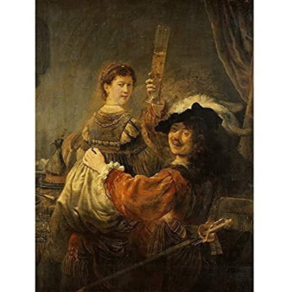 Rembrandt & Saskia In The Scene Of The Prodigal Son Art Print Canvas Premium Wall Decor Poster Mural