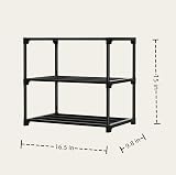 Flosvotals 3 Tier Shoe Rack Space Saving Metal Storage Organizer Black XJ123 view 3
