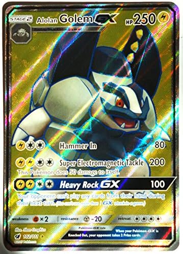 New Pokemon - Crimson Invasion - Alolan Golem GX 102/111, Full Art, New, Mint
