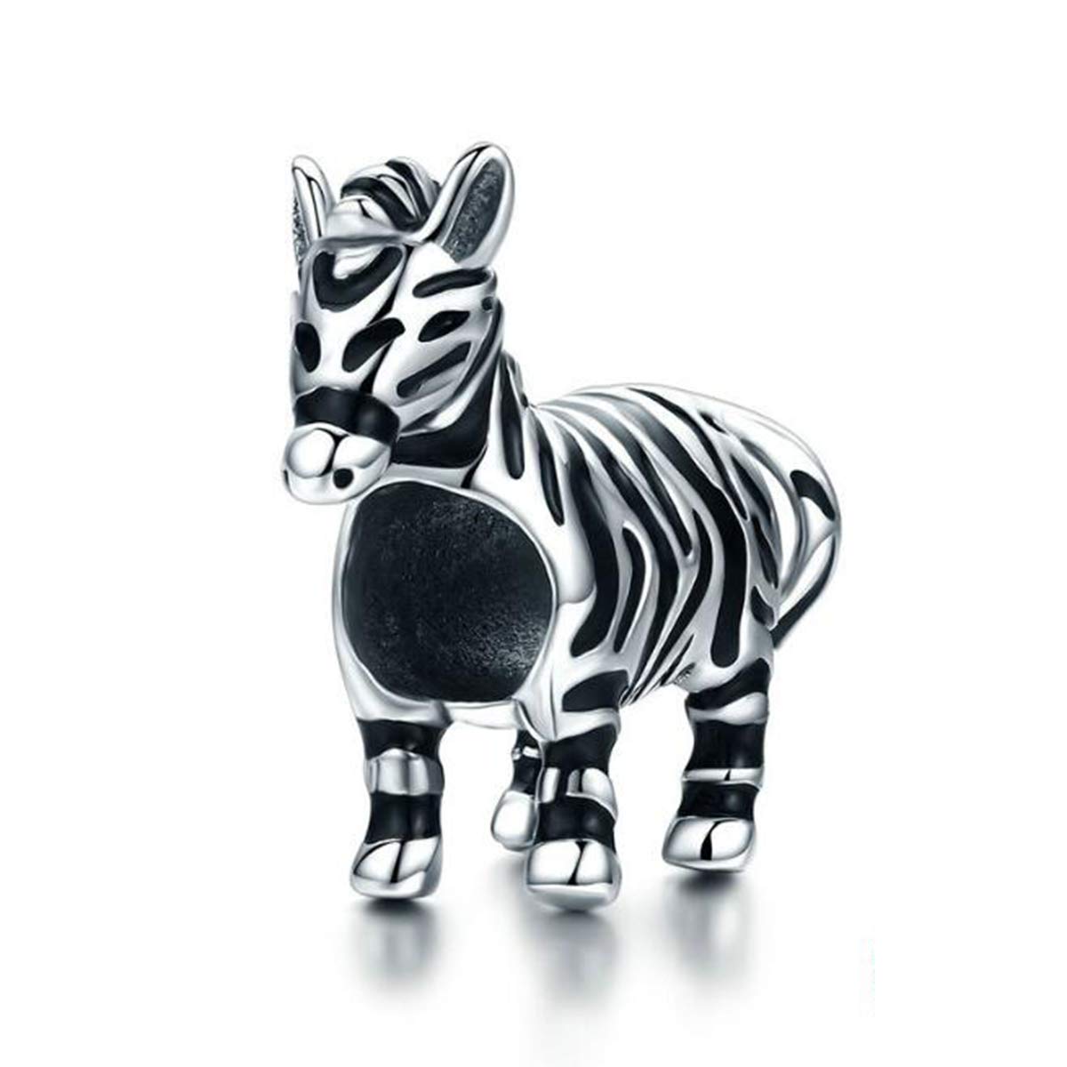 Bird Charm Sterling Silver Fashion Jewelry Animal Charm Bead for Pandora Bracelets (Zebra Charm Silver)