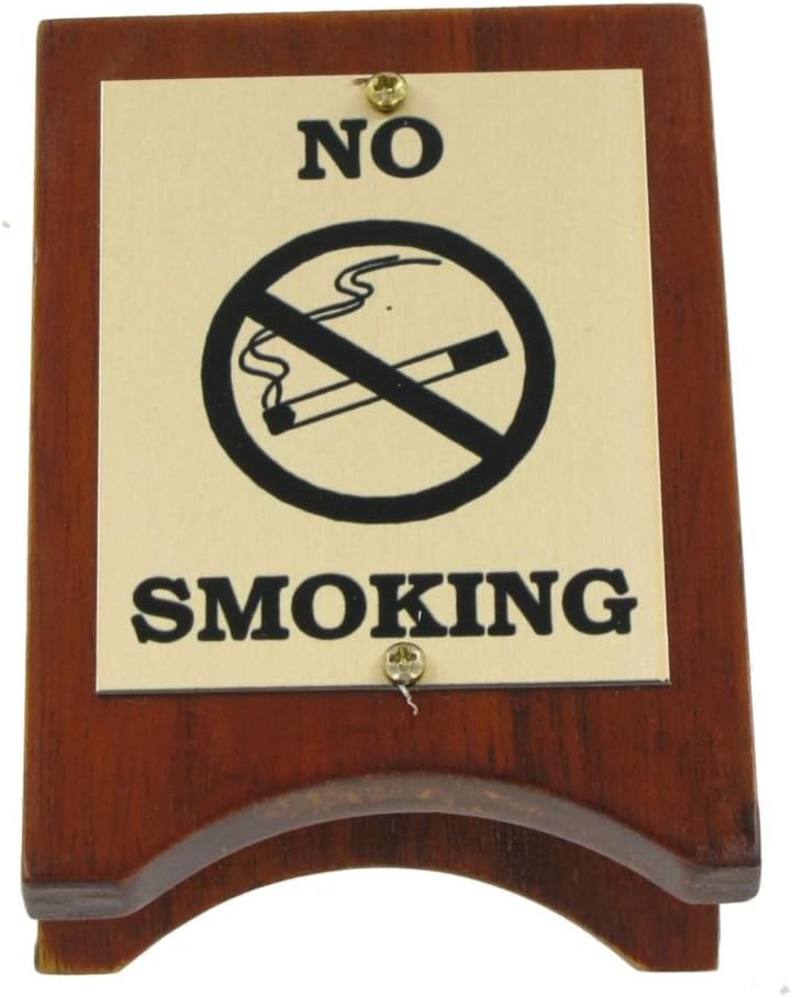 Wood & Brass No Smoking Sign, 4" x 3"