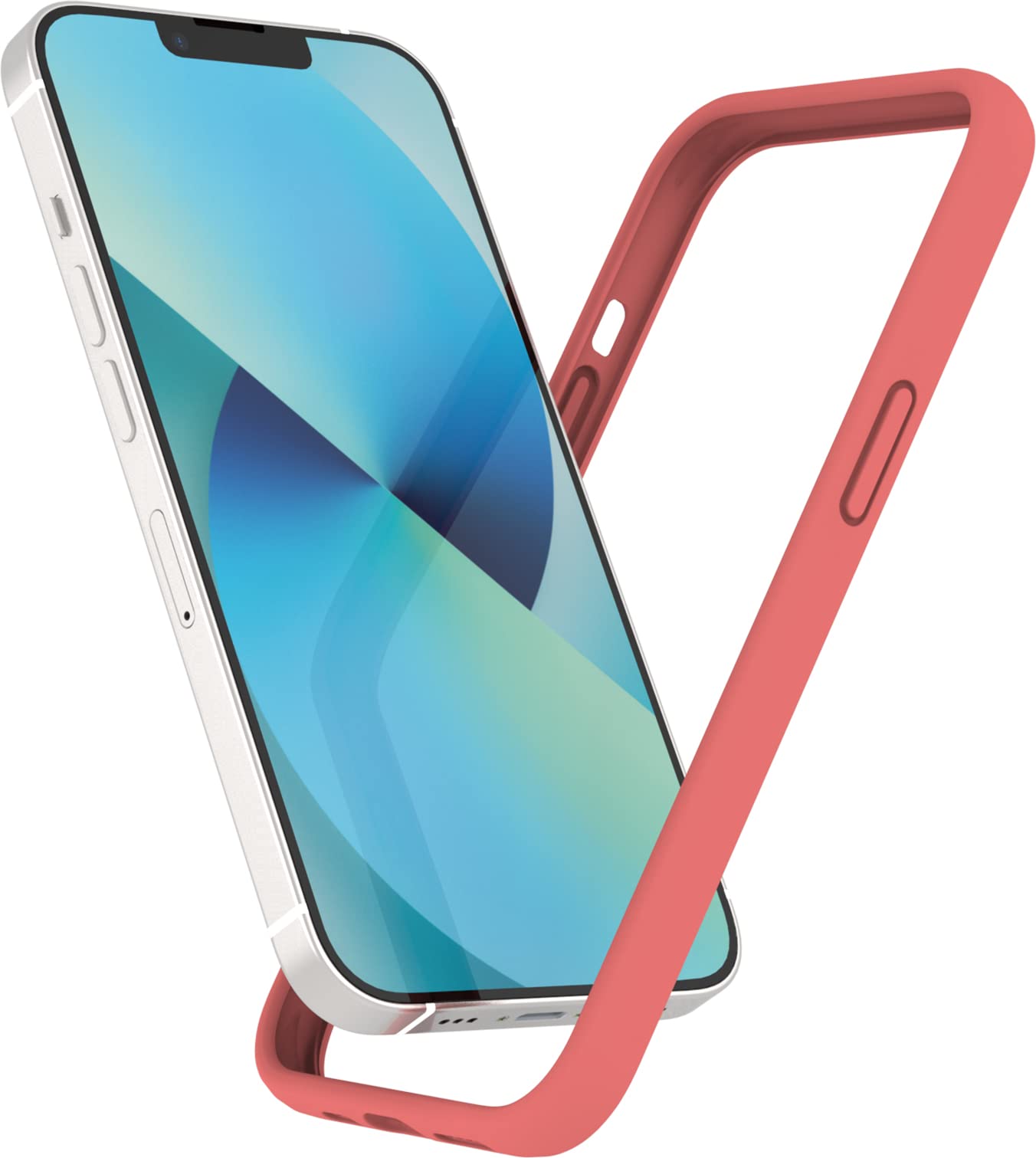 K TOMOTO Compatible iPhone 13 Mini Bumper Case (5.4 Inch), Liquid Silicone Bumper Case [Shock-Absorb, Non-Slip, Raised Edges] [Coral]