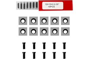 Zorqon 10pcs 12mm Square Straight Carbide Inserts, 12×12×2.2mm Replacement Cutter Knives for Woodworking and Woodturning, Fits for Spiral Helical Planer Cutter Head