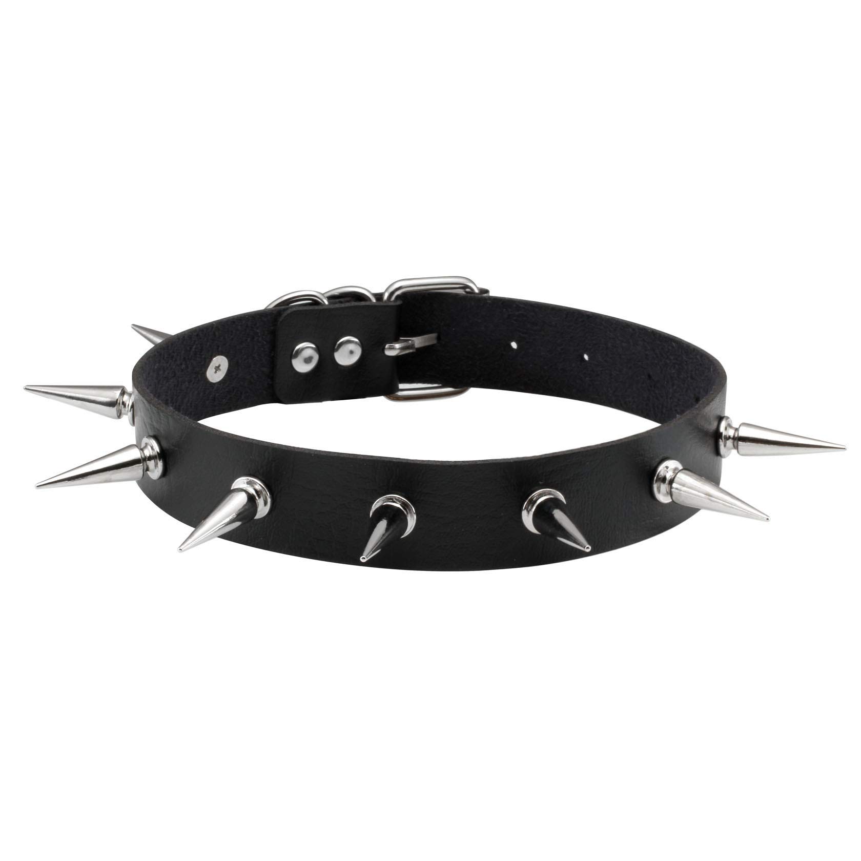 MILAKOO Goth Rivet Spike Studded Choker Punk Rock Black Leather Collar Necklace Adjustable for Women — image 1