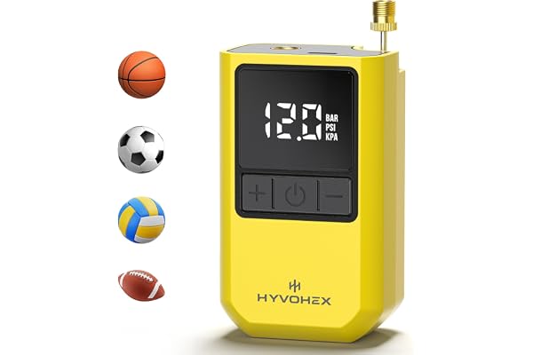 Ball Pump for Sports Balls, HYVOHEX Portable Electric Basketball Pump Ultra Fast Inflation, with Digital LED Display Air Pump