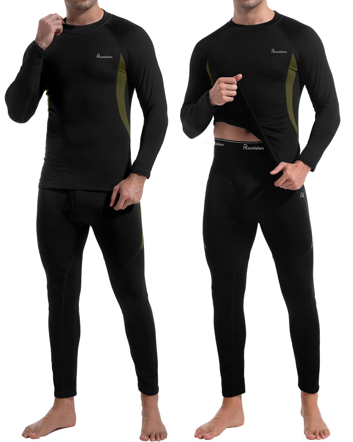 romision Thermal Underwear Long Johns for Men Fleece Lined Base Layer Cold Weather Hunting Gear Bottom and Top Set Image