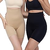 KAKAPEOPLE 2 Pack Women's Tummy Control Butt-Lifting Shapewear, High-Waisted Tummy Control Shorts Thigh Slimmer Shapewear