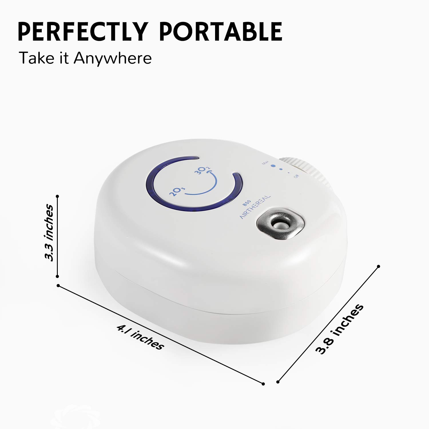 Airthereal B50 Mini Ozone Generator Air Purifier- Removes Odors and Sterilizes Air in Small Spaces Up To 320 Sq Ft - Plug in Mini Air Ionizer, Adjustable Ozone Output of 10-50 mg/h