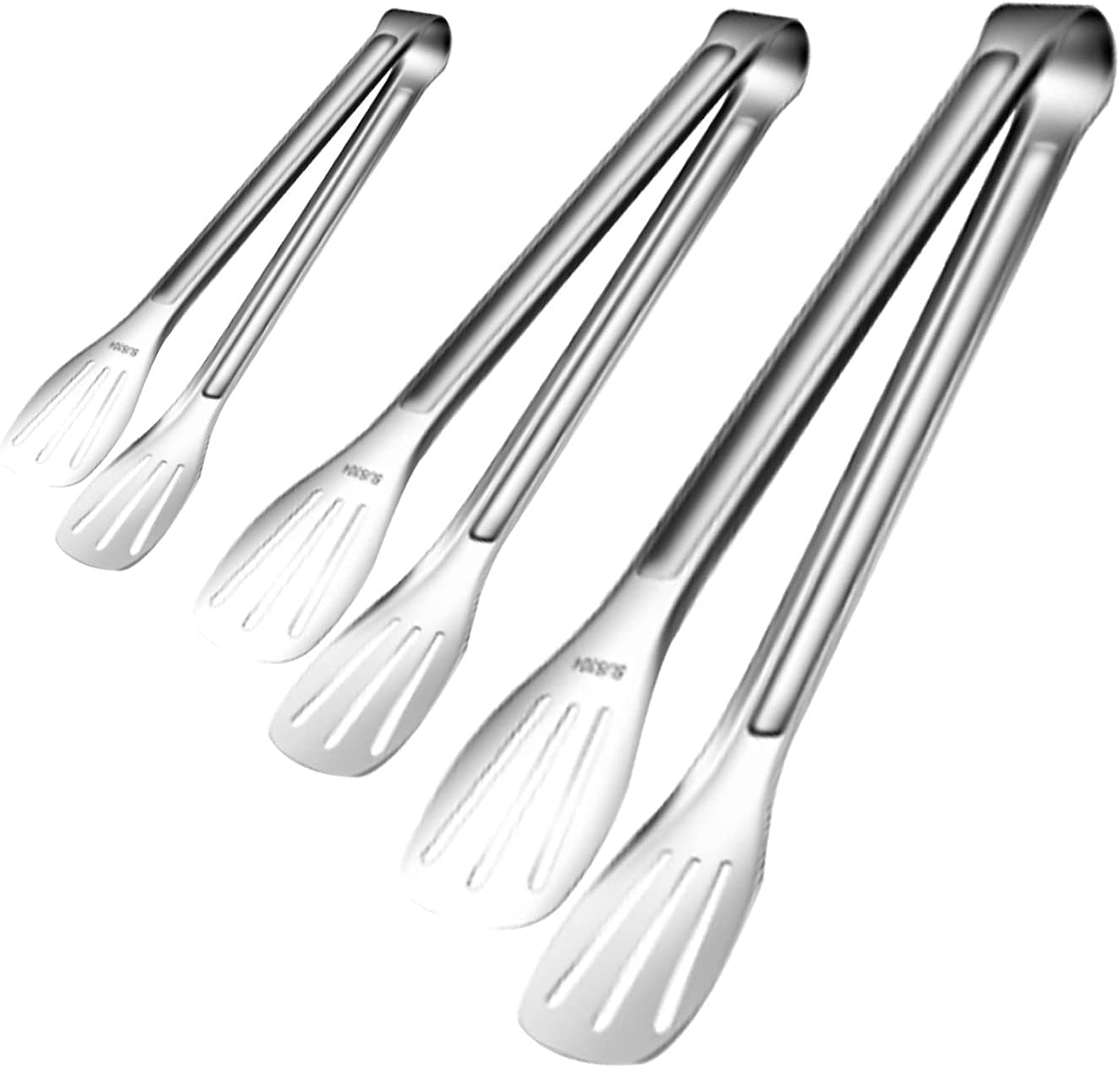 Stainless Steel Kitchen Tongs, Pack of 3 Premium Barbecue Tongs, Easy to Grip, Easy to Clean, Heat Resistant Cooking Tongs, Serving Tongs for Wedding Party Bar Buffet Grill (24 cm & 28 cm & 33 cm)